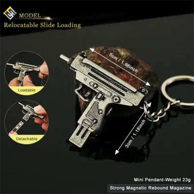 Alloy UZI Submachine Gun Pistol Shape Keychain