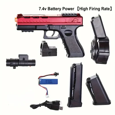 Beads Blaster, Guns Toy With Big Drum, Manual & Automatic Burst Dual Mode With Linked Effects, More powerful, For Shooting Team
