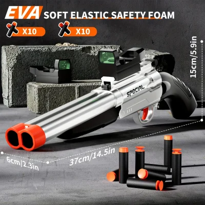 Toy Gun Soft Bullets,Rifle Short Double Barrel Shotgun Toys Foam Blasters with EVA Darts