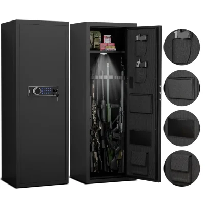 Heavey Duty,Large Size 5-8 Gun,Black Gun Cabinet with Electronic Password Keypad Lock